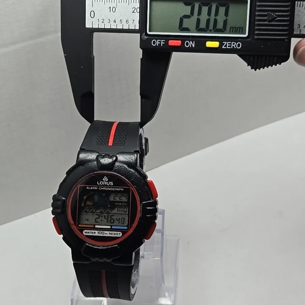 Mens Vintage Lorus Digital Watch Alarm Chronograph 42mm W339-4A68 New Battery